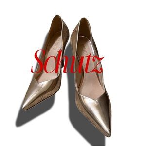 AUTHENTIC SCHUTZ Metallic Gold Pointed Heels 7.5 B